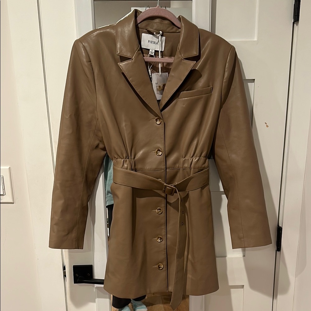 Pistola Belted Trench Dress in Taupe